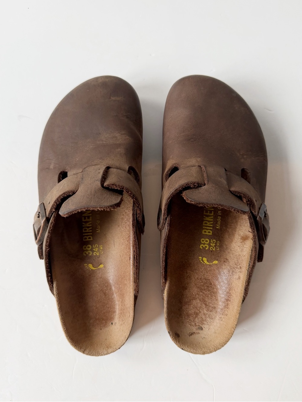 Birkenstock Unisex Brown Leather Boston Clog SIZE38 Classic Casual Granola